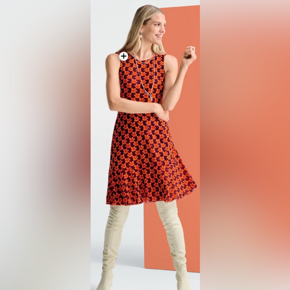 CAbi Red and Black Patterned Dress